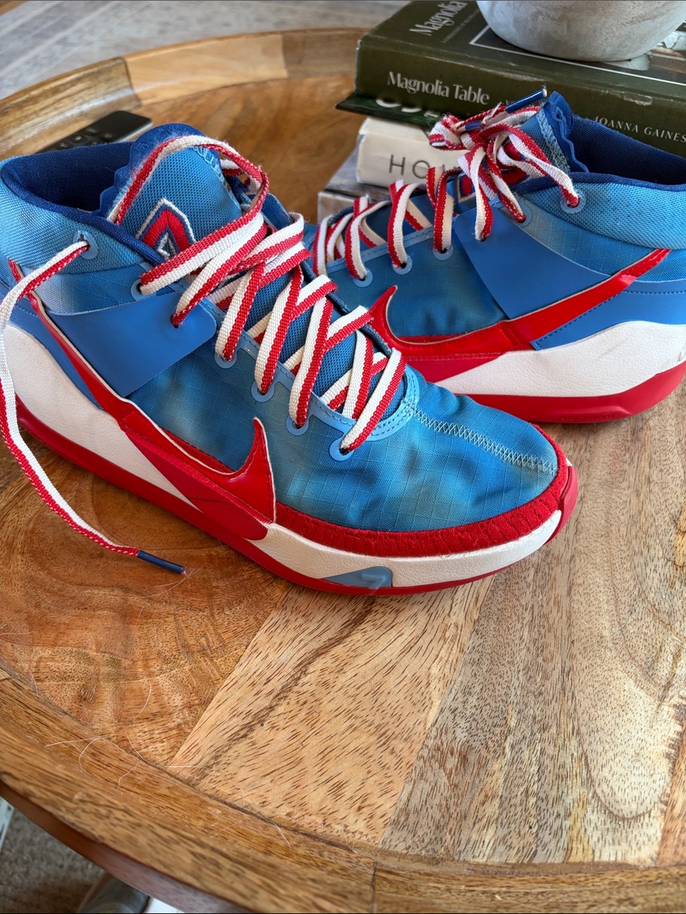 Nike High-Top Sneakers in Blue and Red with White Accents